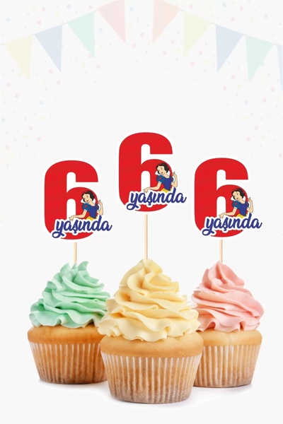 neşeli günlerim سنو وايت تحت عنوان * 6 (ستة) سنوات كب كيك زخرفة '10'