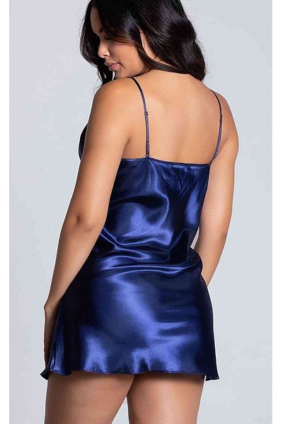 Merry See Κοντή σατέν φανταχτερή babydoll Navy Blue