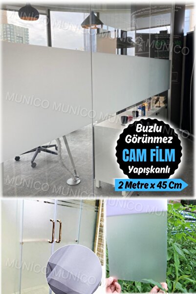 Gaggani 2 Metre x 45 Cm Duşakabin Banyo Camı Kaplama Yapışkanlı Film Mat Beyaz Cam Filmi Gizlilik Buzlu Film