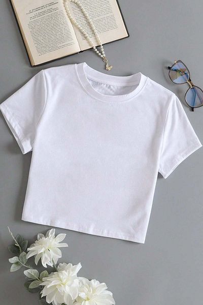 Merry See Μπλούζα Crew Neck Crop - Βαμβακερή και απαλή υφή, κοντό μανίκι