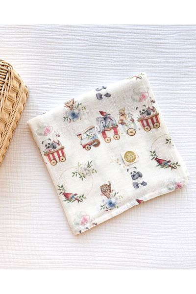 Little Dude 100*100 Patterned Organic Cotton Muslin Blanket - Double Layer