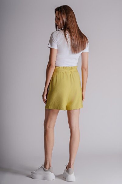 BRACCAS Kadın Yandan Takma Cepli Beli Lastikli Jogger Şort Lime