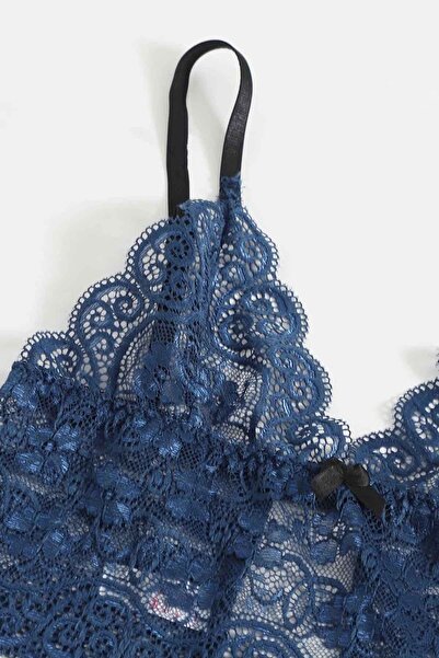 Merry See Dantel Sütyen Külot Saten Pijama Alt 3 Lü Takım