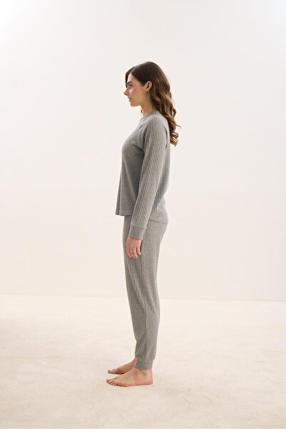 Sevim Сірий жіночий піжамний комплект - довгі рукави C3T7N0O61