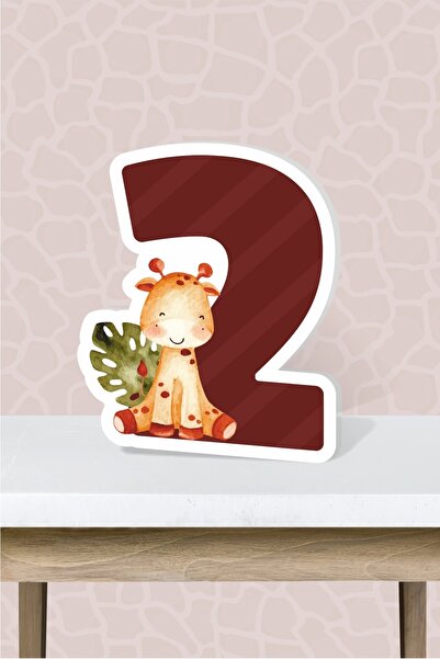 neşeli günlerim Tablă cu cifre cu tematică Safari Pastel de 2 ani - 40 CM