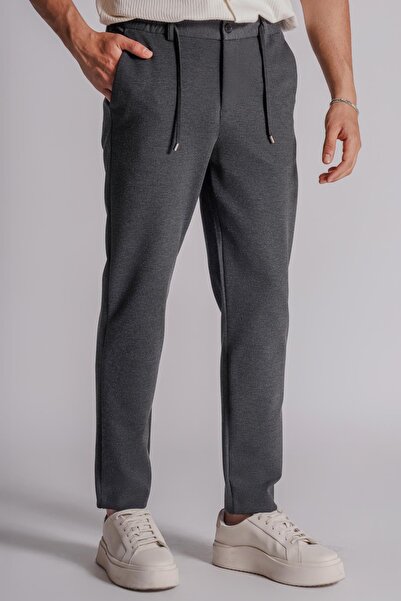 BRACCAS Anthracite Men's Chino Pants - Relaxed Fit with Side Pockets and Elastic Waist