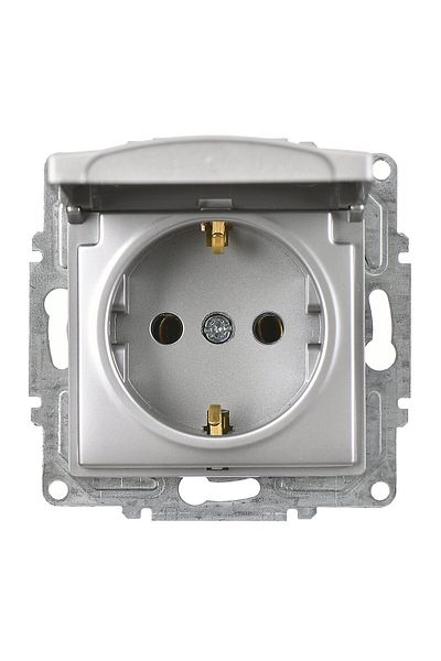 Günsan Visage Silver Covered Grounded Socket Mechanism