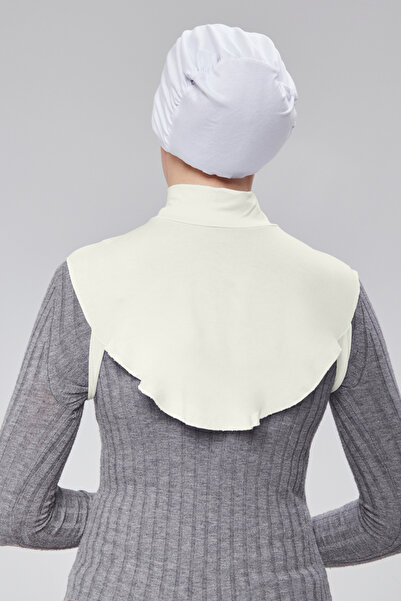 Sonbaharmoda Ecru Color Hijab - Half Neck Bagel Neck Collar Combed Cotton