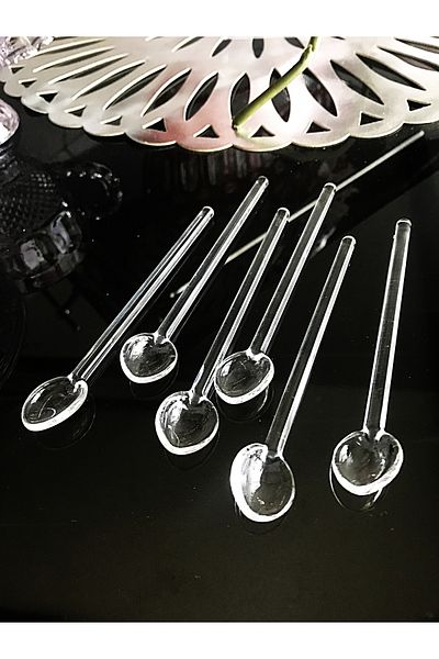 DECOSTYLE 6-Piece Glass 11 cm Tea Coffee Mixing Spoons