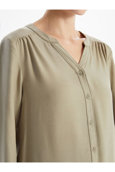 LC Waikiki Khaki Scoop Neck Women's Blouse