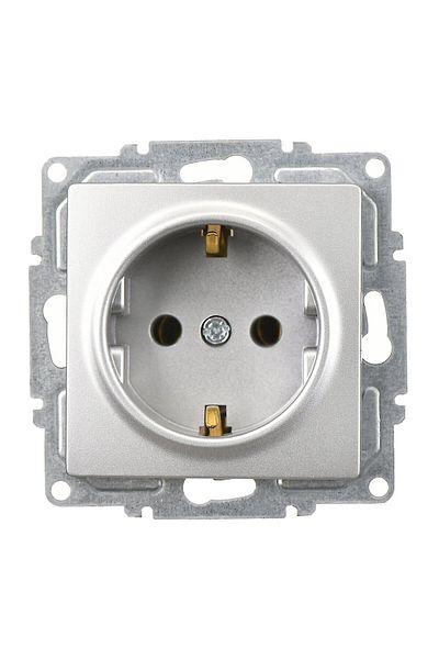 Günsan Elektrik Visage Silver Color Grounded Socket Mechanism