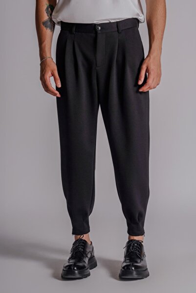 BRACCAS Erkek Yandan Cepli Pileli Klasik Bel Paça Fermuar Detaylı Siyah