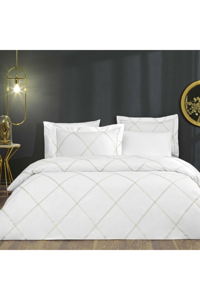 Linens Sc Nakıs Squara Nevresim Takımı Çift Kişilik Beyaz
