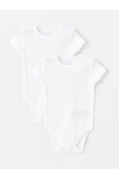 LC Waikiki Lcw Baby - Ecru Baby Girl Crew Neck Snap Body Set of 2