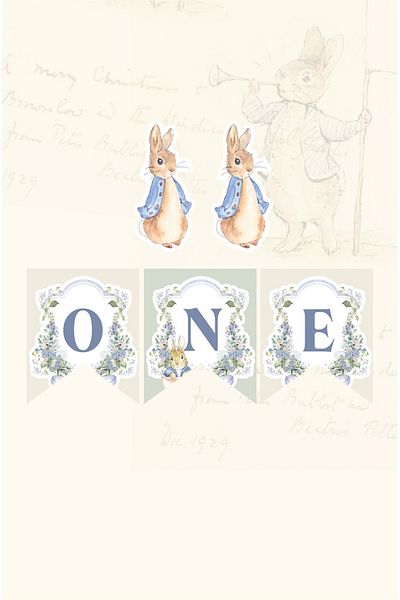 neşeli günlerim Banner ONE cu tematică Peter Rabbit Rabbit *Hârtie groasă