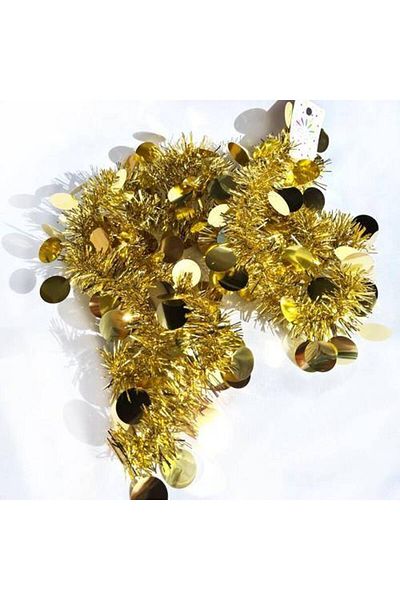 Parti Dükkanım Round Sequin Glitter Ornament Gold 2 Meters