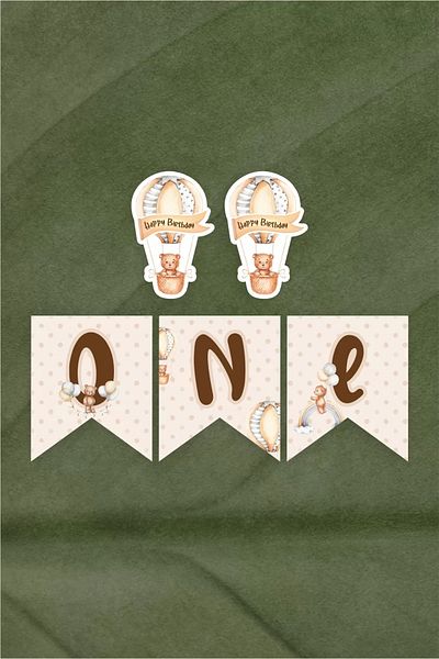neşeli günlerim Teddy Bear Themed One Banner *thick Paper