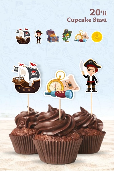 neşeli günlerim Ziua de naștere Pirate Concept * Ornament pentru cupcake '20