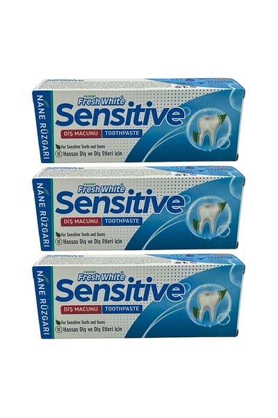 Fresh White 90 Gr Mint Flavored Sensitive Toothpaste - 3 Pieces