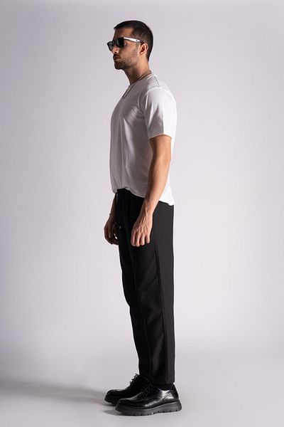 BRACCAS Slim Fit Jogger Waist Trousers Black