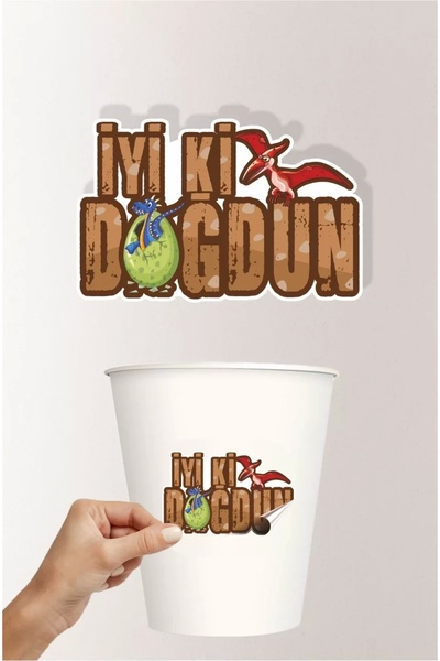 neşeli günlerim ملصق ورقي لاصق على شكل ديناصور