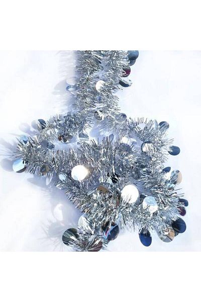 Parti Dükkanım Στρογγυλή παγιέτα Glitter Στολίδι Ασημί 2 μέτρα