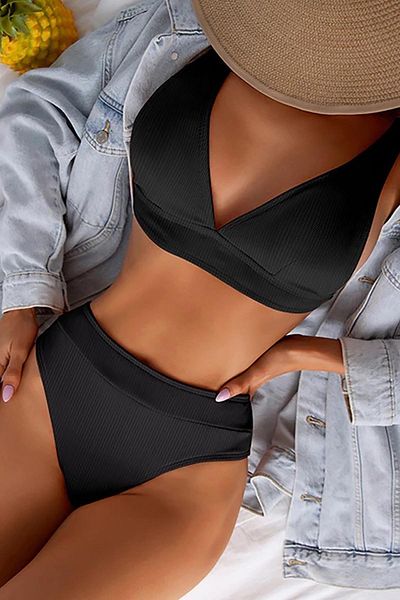 Angelsin Schwarze Bikini-Unterseite mit hoher Taille
