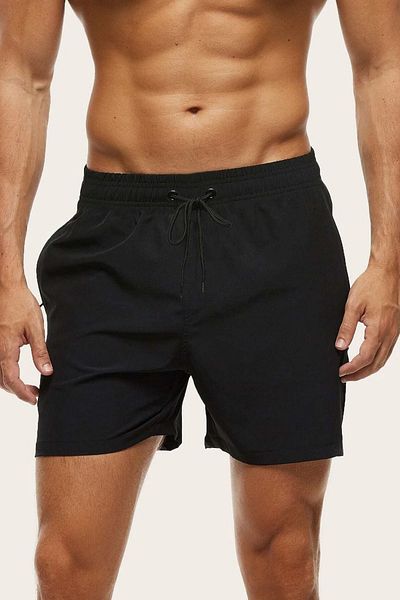 Angelsin Basic-Badeanzug für Herren in Standardgröße mit Badeshorts mit Reißverschlusstasche