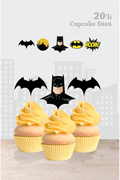 neşeli günlerim Batman Temalı Doğum Günü Parti Malzemeleri Seti Kürdan Cupcak...