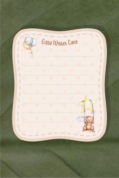 neşeli günlerim Teddy Bear Themed Birthday Wishes Card Pack of 20