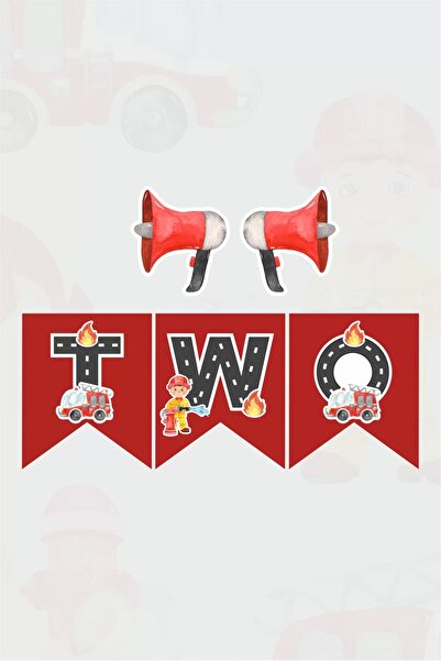 neşeli günlerim Doar două bannere tematice de pompieri (Hârtie groasă) Ziua de naștere