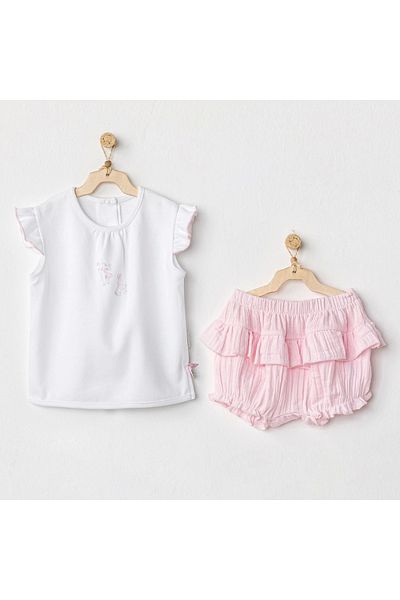 andywawa Ac24655 Have A Nice Day 2-Piece Baby Set Pink White