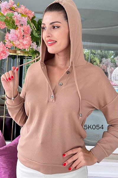 İnce Topuk Modal Fabric Hooded Sweat 5K054