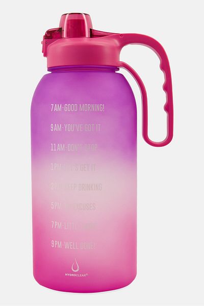 Hydroclear Motivational Ombre Jumbo Water Bottle With Straw 3780 Ml, Purple