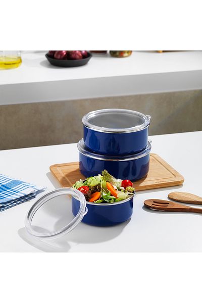 Schafer Komfort 3-Piece Storage Container Set 6 Pieces-Navy Blue