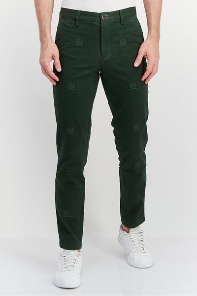 Tommy Hilfiger Men Relaxed Fit Embroidered Chino Pants, Green
