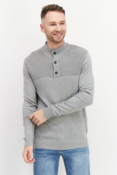 Club Room Men Mock Neck Button Detail Sweater, Soft Grey Heather