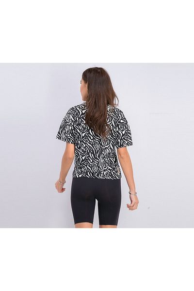 Puma Women Short Sleeve AOP Tee, Black and White