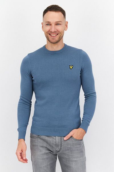 Lyle & Scott Men Crew Neck Long Sleeve Embroidered Logo Sweatshirt, Blue