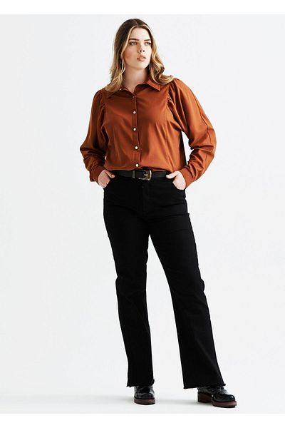 EVEN plus size Cream Shoulder Gathered Large Size Viscose Shirt