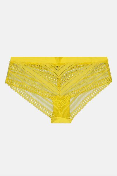 Etam Women Textured Pull On Panties, Yellow