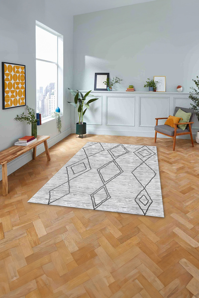 Napoli Home Printed Nordic Geometric Pattern Washable Non-Slip Runner Kitchen Living Room Carpet