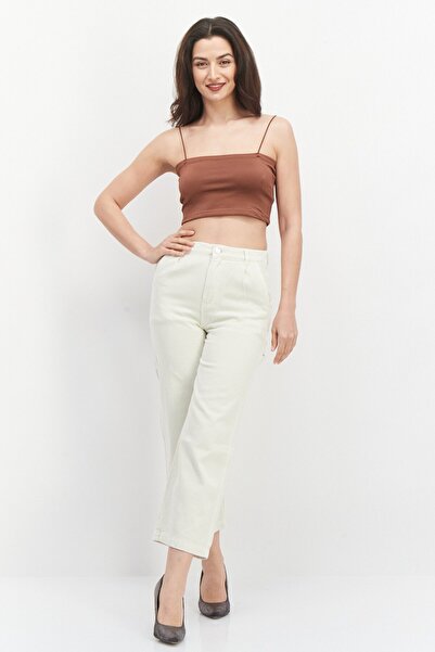 Stussy Women Regular Fit Plain Wide Leg Pants, Oatmeal