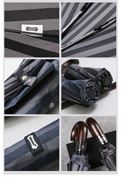 Sarıkaya Şemsiye PARACHASE Tam Otomatik 10 Telli Ahşap Sap Şemsiye