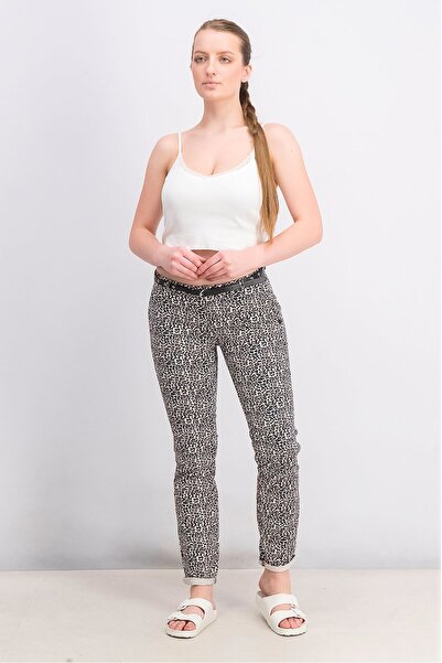 Scotch & Soda Women Belted Printed Slim Chino Pants, Black Combo