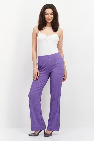Misfit Women Regular Fit Embroidered Logo Wide Leg Pant, Purple