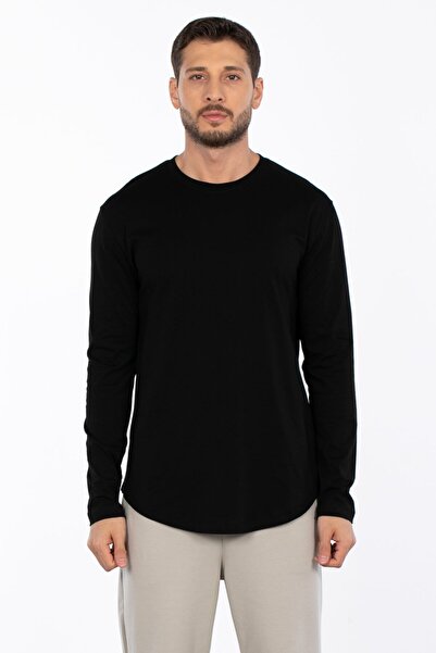 BARRELS AND OIL Crew Neck Long Sleeve T-Shirt - Black