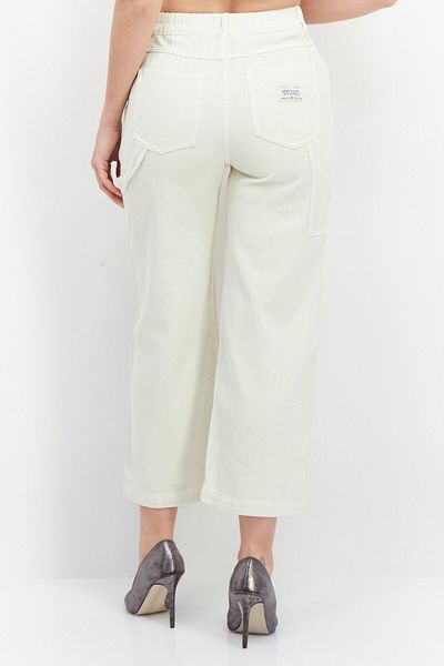 Stussy Women Regular Fit Plain Wide Leg Pants, Oatmeal