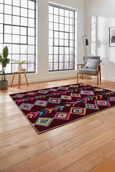 Napoli Home Digital Printed Nordic Patterned Washable Non-Slip Runner Kitchen Living Room Carpet