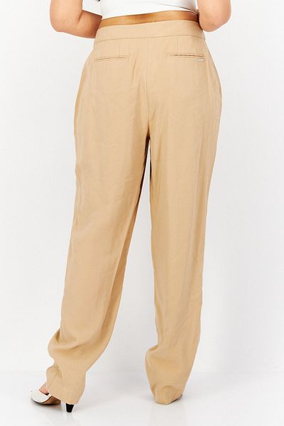 Anne Klein Women Plain High Waist Tapered Pants, Beige